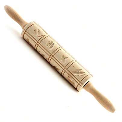 Springerle Wooden Rolling Pin 10 Light Brown