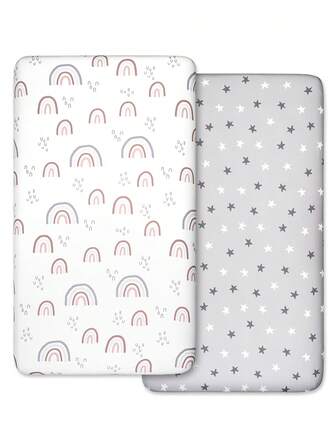 GLLQUEN BABY Crib Sheets 2 Packs For Boys Girls, Fitted Sheet For Crib And Toddler Mattress, Super Soft Microfiber Baby Sheet 47x24x6in, Oeko-Tex Certificated
