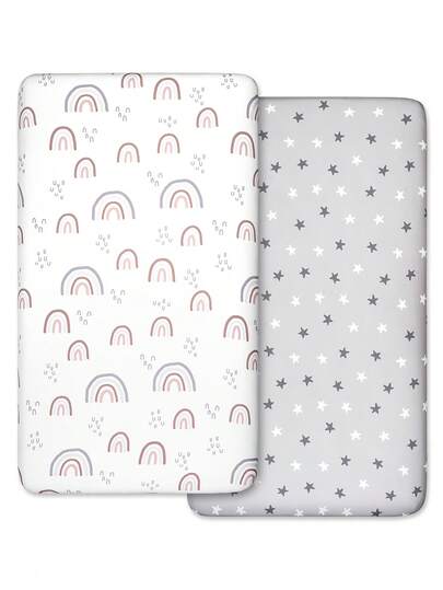GLLQUEN BABY 2pcs Baby Crib Sheets, Unisex For Infants & Toddlers, Soft Microfiber Material, Size 47x24x6 Inches, Oeko-Tex Certified