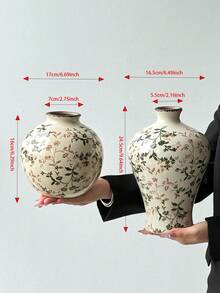 1个美式乡村风格裂纹陶瓷花瓶，复古花卉田园装饰花瓶，大容量壁炉架花瓶，适合插鲜花/干花，创意复古，节日派对装饰 - 彩色 - 查看 12