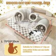 XL Brown Cat Tunnel Bed, Suitable For Multiple Cats, Small Cat Hide-And-Seek Tunnel Bed With Ball Toy, Removable And Washable Small Animal Tunnel, Suitable For Small Cats And Rabbits - Multicolor - View 13