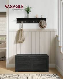 VASAGLE Banco Zapatero, Mueble de Zapatos40 x 100 x 46 cm, Pasillo, Dormitorio, Salón, Gris Carbón - Negro - Ver 2