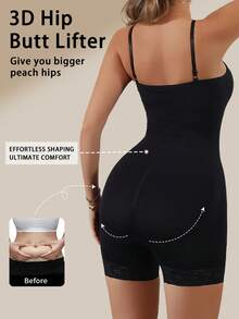 2 件女士无缝塑身衣，全身塑身腰部训练器 - 黑色 - 查看 5