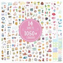 1050+ piezas/paquete Pegatinas planificador mensual de celebraciones, etiquetas de fecha de calendario de enero a diciembre, tono de color suave, pegatinas láser brillantes para decoración de calendario, planificación, scrapbooking - Feriados, eventos estacionales y generales (14 hojas) papelería manualidades libro de sticker estikers - Multicolor - Ver 4
