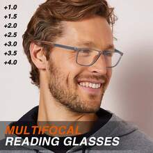 3pcs Multi-Focus Photochromic Reading Glasses, 2-In-1 Progressive Lenses For Distance & Near Vision, Flexible & Durable TR Temples, Classic Rectangular Frame, Comfortable Multifocal Readers - 2 Gray + Red - View 2