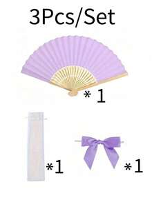 3/15/30件套，夏季紫色系列婚礼礼品扇套装，女士折扇，绿色系列蝴蝶结，透明沙袋，婚礼派对装饰。适用于新娘礼物派对、生日派对回礼、伴娘拍照道具、夏季扇子、活动和派对用品，多件装派对礼品袋。 - 紫色 - 查看 8