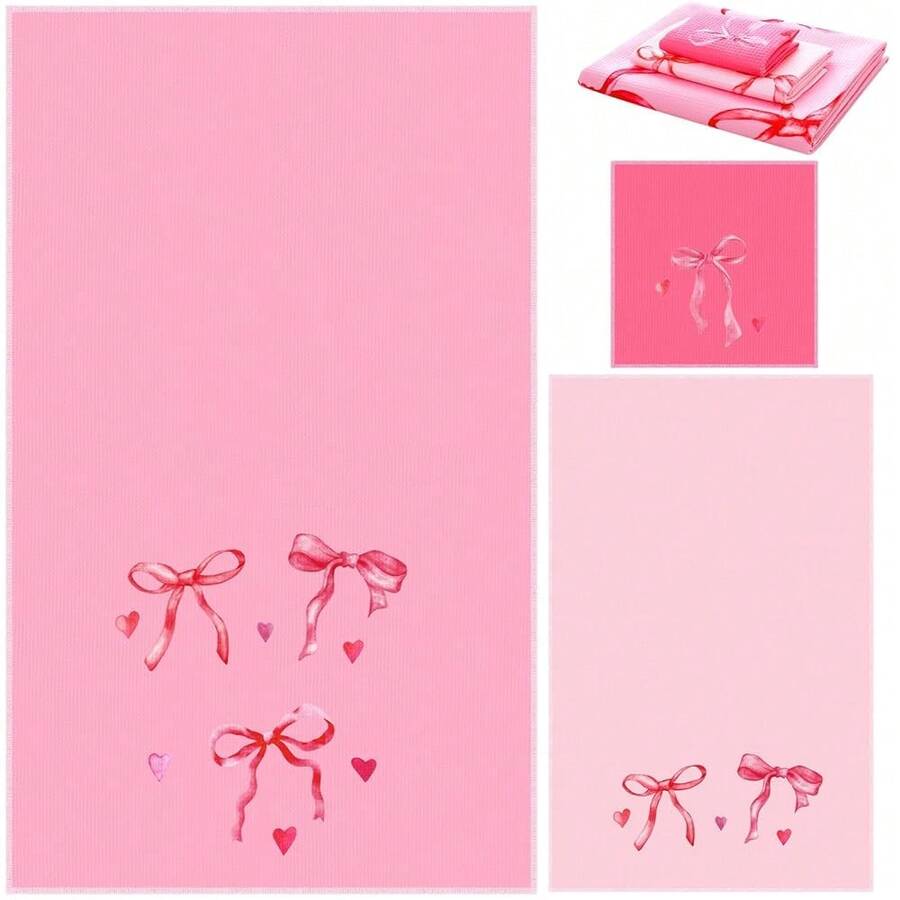 3 Pack Pink Bow Bathroom Towels Set Coquette Kitchen Hand Towels For Cotton Pink Bow Bath Room Kitchen Decor Coquette Gifts For Wedding Valentine Bridal Shower{Inchcolor_nameinch:InchPinkinch,Inchstyleinch:InchBowinch} - 弓弓 - 查看 1