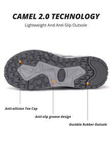 CAMEL CROWN Giày chạy bộ nam giảm sốc, chất liệu lưới thoáng khí, đa chức năng, siêu nhẹ, đế mềm, giày thể thao chạy bộ giảm sốc. - Một lần xám - Xem 6