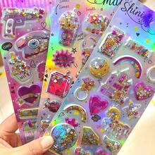 1pc/4pcs/12pcs Reusable 3D Stickers - Shiny Metallic Glitter Shaker Stickers, Suitable For Scrapbooking, Journals, Sticker Albums, Diaries, Envelopes, DIY Crafts, Cartoon Embossed 3D Stickers, Fun & Cute Crystal Design Stickers (Random Style) - Multicolor - View 3