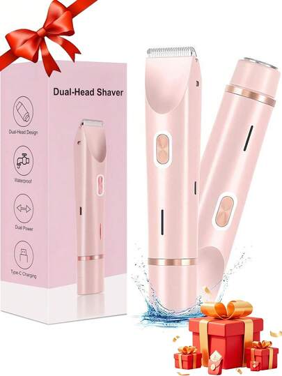 Women Electric Shavers,Bikini Trimmer For Women,IPX7 Waterproof Electric Razors Shaver ,2 In 1 Wet & Dry Electric Waterproof Razor Shaver, Ceramic Blade Design Is And Sharp, Quickly Removes Body Hair At Multiple Areas,400mAh USB Rechargeable Dual Head Shaver For Painless Trimming Of Pubic Hair, Leg Arm, Face, Underarms And Legs,Portable Multifunctional Shaver,Best Gift For For Men And Women,Halloween And Christmas Gifts