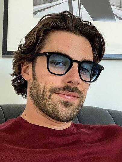 1 st herrglasögon med små fyrkantiga bågar och enfärgade glasögon för vardagsbruk, lämpliga för semesterutflykter, matchande kläder och som en festlig present.