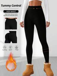 1 buc. Pantaloni de yoga cu căptușeală caldă, colanți cu căptușeală termică și talie înaltă, pantaloni de yoga casual pentru antrenament, design minimalist elegant, colanți multifuncționali slim fit, pantaloni de yoga strâmți pentru toamnă/iarnă, pantaloni de trening calzi, pantaloni elastici confortabili, potriviți pentru sport, sport și fitness