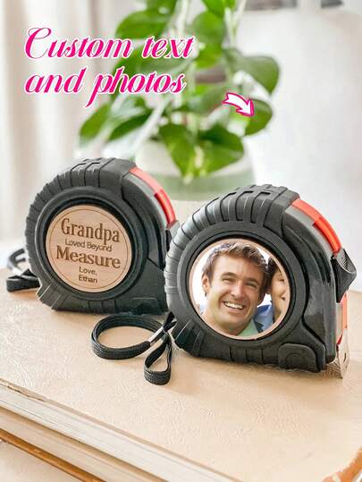 1 pièce Mètre ruban personnalisé, outils pour hommes, accessoires de cuisine, articles avec photos personnalisables, cadeaux pour petits amis, cadeaux de la Saint-Valentin, cadeaux de la Fête des Pères, articles de décoration pour la maison.