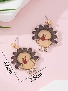 1 Pair Cute Turkey Design Fashion Jewelry Earrings For Women, Perfect Gift For Holiday Party(The Actual Product Has No Cardboard.)