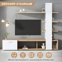 Television Stands & Entertainment Centers - Bianco + colore legno originale - Visualizzare 6