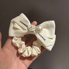 Coletero con lazo estilo coreano, elegante y versátil, con perla, accesorio para el cabello