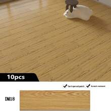 10pcs Self-Adhesive PVC Wood Grain Floor Stickers, Wear-Resistant And Waterproof, Suitable For Kitchen/Living Room/Bedroom Floor Covering