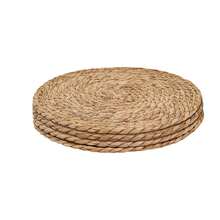 1pc/4pcs Set Handmade Woven Reed Round Placemats, Heat Insulation Pads, Tableware Mats, Home Decor - Brown - View 7