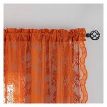 Lace Terracotta Curtains 96 Inches Long 2 Panels Rust Bay Window Curtains For Bedroom Restroom Rod Pocket Light Filtering Fall Curtains For Living Room 8 FT Farmhouse Boho Decor 52Wx96L Terracotta - Multicolor 621 - View 2