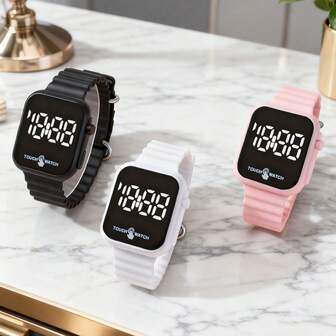 1 pieza Reloj electrónico de moda LED unisex para estudiantes, muestra la hora y la fecha, adecuado como regalo de vuelta a la escuela, Navidad o cumpleaños para niñas y niños