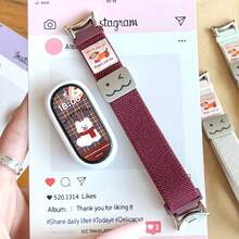 适用于小米手环10/9/8的腊肠犬图案尼龙编织腕带，时尚透气，快拆磁扣，兼容NFC版本，男女通用智能手表表带配件 - 彩色 - 查看 14