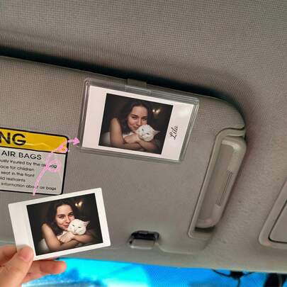 横向汽车遮阳板相框夹，个性化DIY照片汽车装饰，汽车照片情侣礼物，钱包照片夹家庭宠物纪念相框，夹式