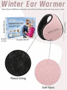 URATOT Women Winter Beanie Hat Scarf Gloves Ear Warmer 4 In 1 Set Beanie Pompom Hat Touchscreen Gloves Long Scarf Ear Warmer - 暗粉紅色 - 查看 5