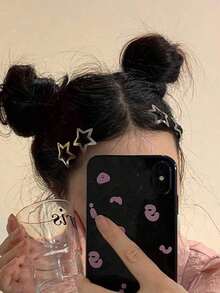 20pcs Sparkling Y2K Style Silver Star Hair Clips, Minimalist Fashion Star Hair Accessories For Girls, Suitable For Daily Wear, School And Outdoor Activitiesy2kclaw Clipshair ClawsHair Barrettes - 銀色 - 查看 8