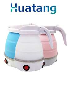 HUATANG COLOR SOPRESA TETERA CAFETERA ELECTRICA PORTATIL CALENTADOR HERVIDOR PLEGABLE 600 ml, 3 COLORES DISTINTOS DE SILICONA GRADO ALIMENTICIO AGUA HERVIDA EN 9 MINUTOS DE FACIL TRASLADO CABLE DE LUZ SEPARABLE - Multicolor - Ver 4