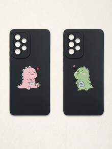 2pcs Minimalist Black Phone Cases, Dinosaur Phone Cases, Couple Phone Cases, Lens Protection Phone Cases, Compatible With IPhone & Galaxy, Phone Cases, Cases Compatible With IPhone 17 Pro Max, Covers, Cute Phone Cases, Compatible With IPhone 13 Case, Compatible With IPhone 15 Case, Phone Cases, Galaxy Phone Cases, Suitable As Birthday Gifts, Girlfriend, Boyfriend Or For Personal Use - Multicolor - View 16