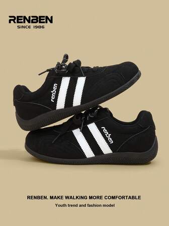 RENBEN 1 Pair Women's Lace-Up Casual Shoes, Lightweight Retro Sports Sneakers, Versatile Flat Shoes For High School And College Students, Spring/Autumn 2025 New Arrival