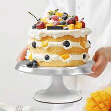 10 Pulgadas Soporte Giratorio para Pasteles, Bordes Redondeados Plato Giratorio Duradero para Decoración de Pasteles, Aleación de Aluminio, Base giratoria para pastel, Soporte Giratorio para Decoración de Pasteles, Rodamiento Silencioso, Plato Giratorio Resistente para Decoración de Pasteles - Blanco - Ver 4