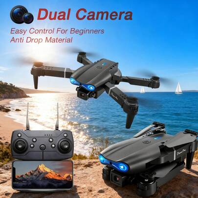 Drone, fotografia aerea, aeromobile telecomandato, quadricottero, alta definizione, doppia fotocamera, avvio con un solo pulsante, sensore di gravità, rotazione a 360°, accessori di colore casuale, regalo