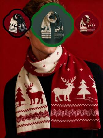 Men' S Gift | Christmas Knitted Scarf 1pc/2pcs | Winter Thickened Style | Wool Neck Warmers | Cute & Versatile | Windproof & Warm | Perfect Gift For Thanksgiving/Christmas | Suitable For Kids, Elders & Whole Family | Ideal For Gifting To Family