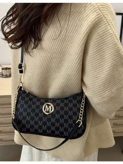 2025 Summer New Women's Chain Underarm Bag, Fashionable Personalized One Shoulder Diagonal Crescent Bag