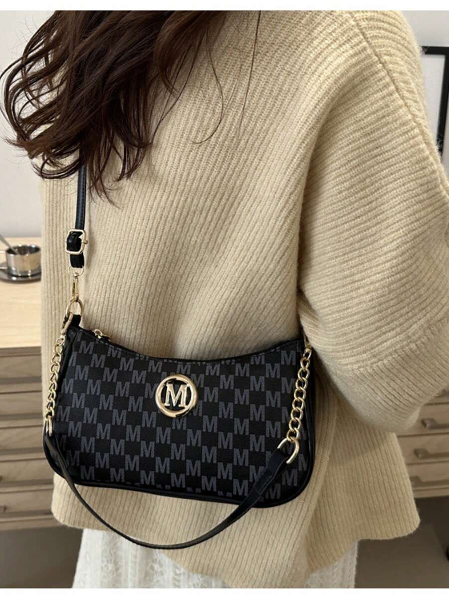 Bolso de cadena para mujer, nuevo para el verano 2025, bolso de hombro diagonal en forma de media luna personalizado y de moda