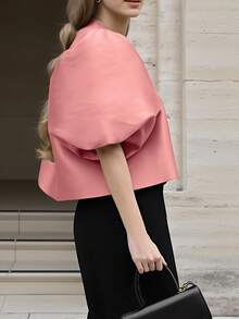 Women's Solid Short Sleeve Shirt, Minimalist & Fashionable, Suitable For Summer