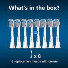 Cabezales de cepillo de repuesto compatibles con el cepillo de dientes eléctrico Sonicare, recambios de 8 unidades en color carbón/azul - 8 piezas - Ver 6