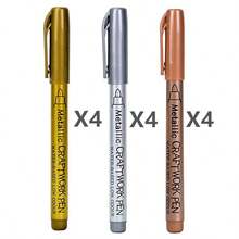 1/3/4/12/24支装水彩金属马克笔，金色、银色、玫瑰金三色可选，防水墨水笔，适用于DIY、工艺品、树脂模具、艺术绘画等，适合复活节装饰、专业艺术用途，可在玻璃、木材、金属等材质上使用，可用于艺术创作、圣诞装饰、圣诞礼物、圣诞工艺品等。