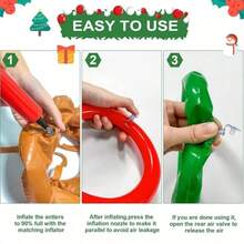 Conjunto de 9 peças de decoração natalina, incluindo chifres de rena infláveis, colar com pingente de cabeça de rena, ideal para festas de Natal e bomba de ar (cor aleatória). - Multicolorido - Ver 7