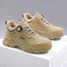 GUYISA 一双钢头安全鞋,防砸防刺,旋转快拆,低帮,卡其色,橡胶鞋底,时尚实用男士工作鞋,四季皆宜 - 卡其色 - 查看 12