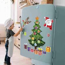 Árbol de Navidad Magnético para Refrigerador-Kit de 24 Imanes Navideños (Incluye Reno, Papá Noel, Regalos)-Decoración Festiva para Puertas de Metal, Coches y Garajes-Impermeable y Reutilizable (A) - A - Ver 2