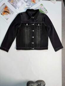 Nova Coleção de Outono/Inverno: Jaqueta de Cowboy Preta para Mulheres, Estilo Vintage Americano, Lavagem à Água, Versátil, Solta e de Veludo