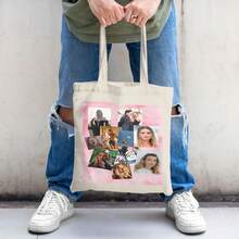 Margot Actor Robbie Aesthetic Canvas Tote Bag, Concert Movie Festival Related Reusable Totes Bag, No Zipper, No Pockets Inside - White - View 3