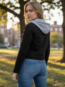 Women Denim Jackets & Coats - Black - View 5