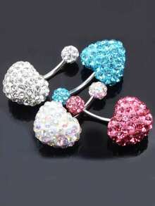 2pcs/Set Rhinestone Ball Navel Piercing, Suitable For Daily Wear