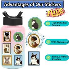 50pcs/Set Cat Stickers, Oil Painting Cat Pattern Sticker Pack, Creative Decals For Festivals Cheering And Party, Decorative DIY Gifts, Animal Stickers For Diary, Laptop, Notebook, Water Bottle, Phone Case, Aesthetics Stickers For Teens Adults, School Supplies - Multicolor - View 4