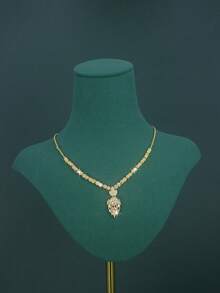 Conjunto de joias de luxo para noivas, estilo real, com design geométrico e franjas, banhado a ouro 18K, cravejado com zircônias cúbicas brancas. Inclui colar, pulseira, brincos e anel. Ideal para uso diário em casamentos e como presente de aniversário de casamento (embalagem para presente inclusa). - Conjunto Geométrico - Ver 4