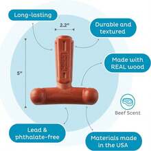 Outward Hound Dogwood Wood Durable Dog Chew Toys, Real Wood &Amp; Calming Hemp, 2-Pack, Medium - MàuD - Xem 4