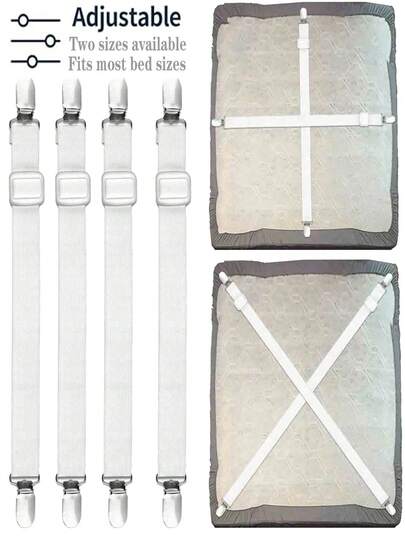 4-Piece Adjustable Elastic Sheet Tether Set (Stretches To 130cm/51.18in) Elastic Sheet Straps, Sheet Tethers, Mattress Straps Suitable For Sheets, Mattresses, Sofas, Ironing Boards, And More.